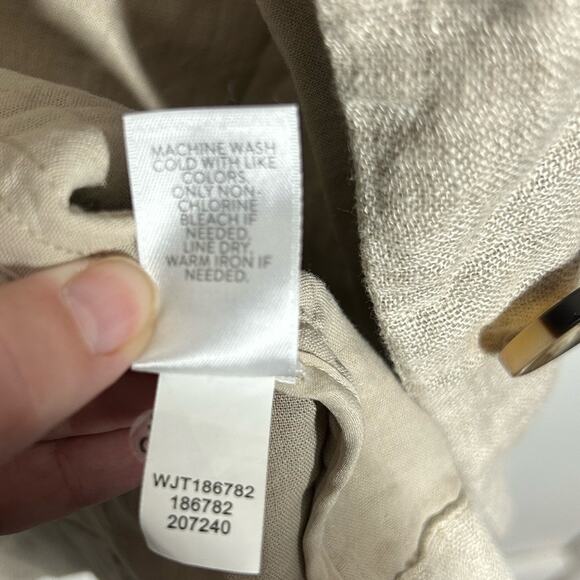 J.Jill Linen Chore Jacket Medium Petite | Lightweight Tan Beige Business Casual - Picture 12 of 13